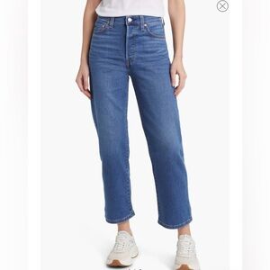 Levi’s Premium Denim High Waist Ribcage Straight Ankle Raw Hem Jeans Women’s 28